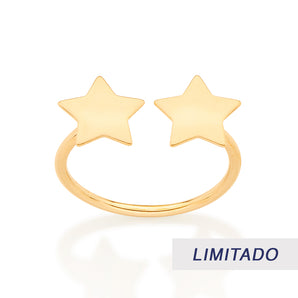 GOLD DOUBLE STAR ADJUSTABLE RING