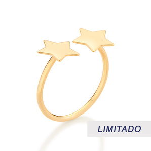 GOLD DOUBLE STAR ADJUSTABLE RING