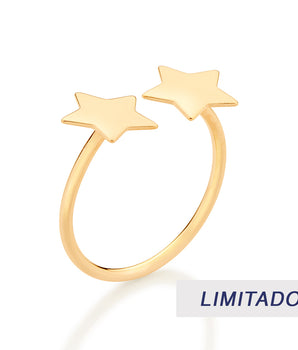 GOLD DOUBLE STAR ADJUSTABLE RING