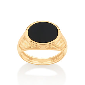 MENS GOLD ONYX RING
