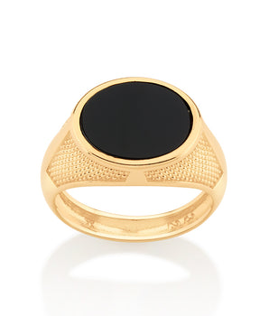 MENS GOLD ONYX RING