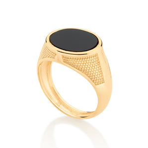MENS GOLD ONYX RING