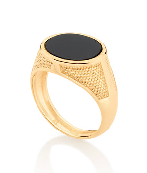 MENS GOLD ONYX RING