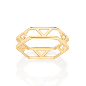 GOLD GEOMETRIC ABSTRACT RING