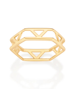 GOLD GEOMETRIC ABSTRACT RING