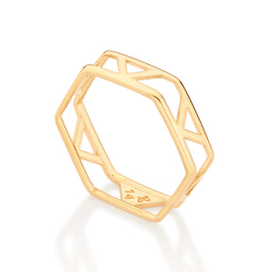 GOLD GEOMETRIC ABSTRACT RING