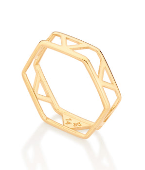 GOLD GEOMETRIC ABSTRACT RING