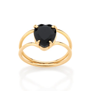 GOLD BLACK HEART RING