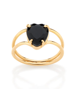 GOLD BLACK HEART RING