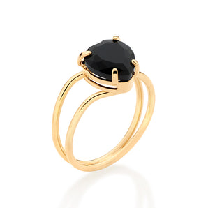 GOLD BLACK HEART RING