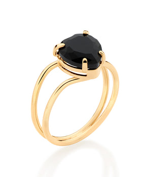GOLD BLACK HEART RING