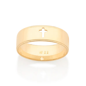 GOLD MEN'S CROSS RING