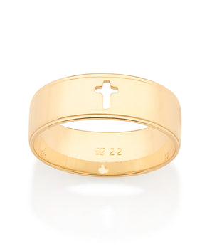 GOLD MEN'S CROSS RING