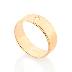 GOLD MEN'S CROSS RING