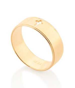 GOLD MEN'S CROSS RING