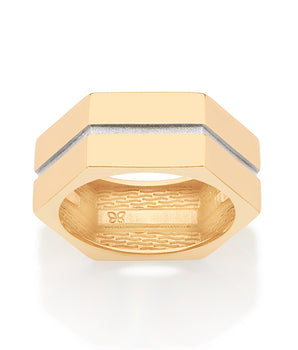 GOLD MEN'S HEXAGON RING