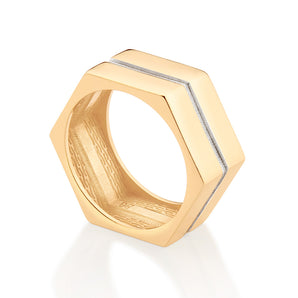 GOLD MEN'S HEXAGON RING