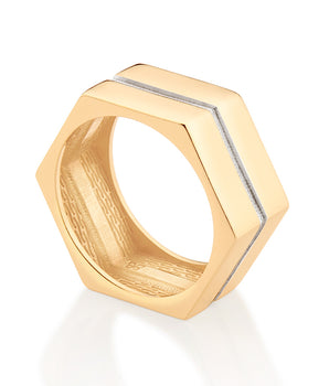 GOLD MEN'S HEXAGON RING