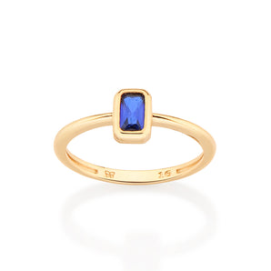 GOLD SMALL PIECE OF LOVE SOLITAIRE RING IN BLUE