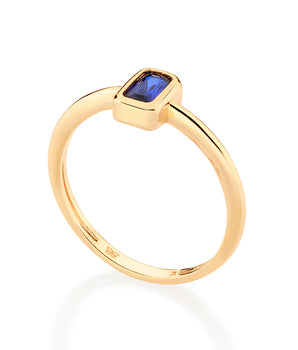 GOLD SMALL PIECE OF LOVE SOLITAIRE RING IN BLUE