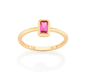 GOLD SMALL PIECE OF LOVE SOLITAIRE RING IN PINK