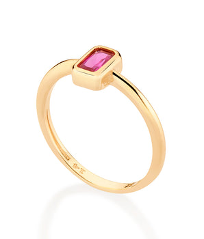 GOLD SMALL PIECE OF LOVE SOLITAIRE RING IN PINK