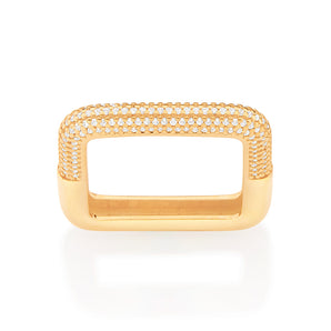 GOLD SQUARE STUDDED RING
