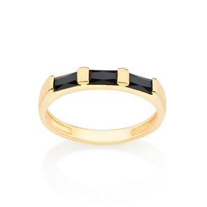 GOLD GLISTENING MORNING RING IN BLACK