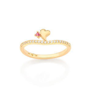 GOLD SHINY HEART SKINNY RING