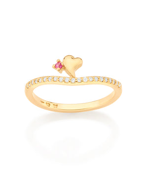 GOLD SHINY HEART SKINNY RING