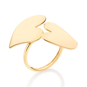 GOLD DOUBLE HEART ADJUSTABLE RING
