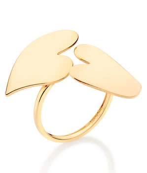 GOLD DOUBLE HEART ADJUSTABLE RING