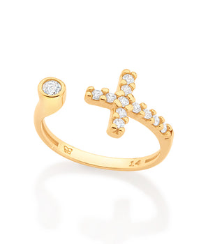 GOLD ADJUSTABLE CROSS RING