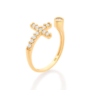GOLD ADJUSTABLE CROSS RING