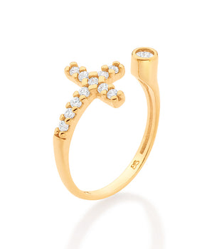 GOLD ADJUSTABLE CROSS RING