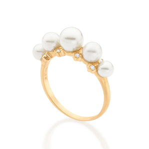 GOLD PEARL OVERLOAD RING