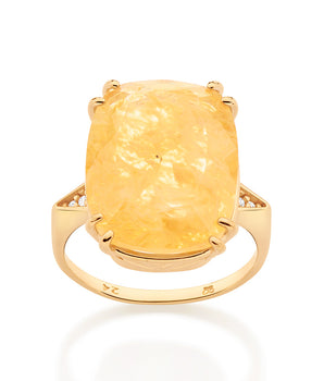 GOLD PLATED RING WITH CRYSTAL AND ZIRCONIA