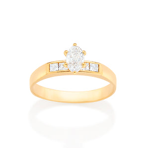 GOLD SHINNING LIGHTS ENGAGEMENT RING