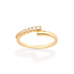 GOLD HALF STUDDED SKINNY RING