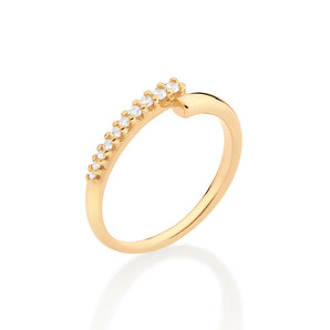 GOLD HALF STUDDED SKINNY RING