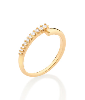 GOLD HALF STUDDED SKINNY RING