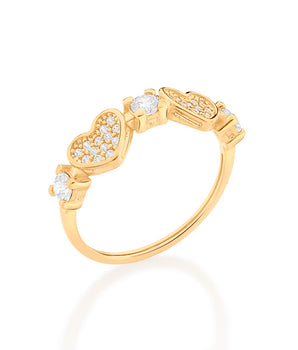 GOLD LOVELY HEART SKINNY RING