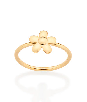 GOLD TINY FLOWER SKINNY RING