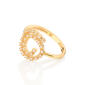 GOLD STUDDED SPIRAL RING