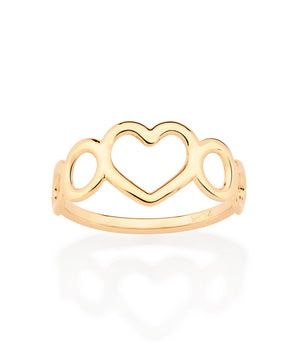 GOLD HEART AND CIRCLE RING