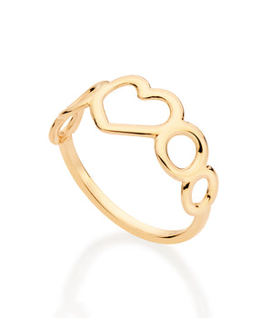GOLD HEART AND CIRCLE RING