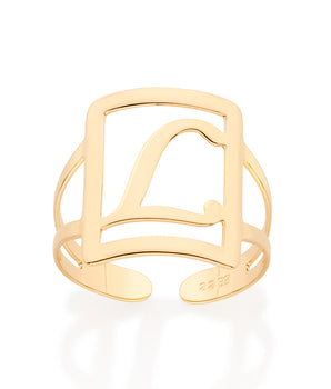 GOLD INITIAL SQUARE MAXI RING
