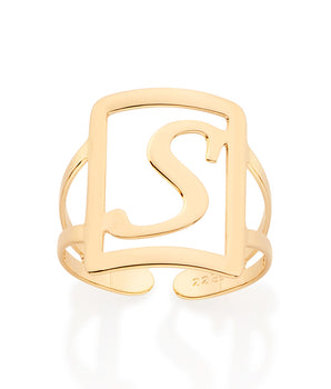 GOLD INITIAL SQUARE MAXI RING