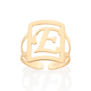 GOLD INITIAL SQUARE MAXI RING