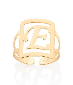 GOLD INITIAL SQUARE MAXI RING